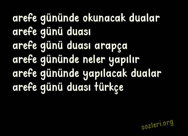 Arefe Günü Duaları